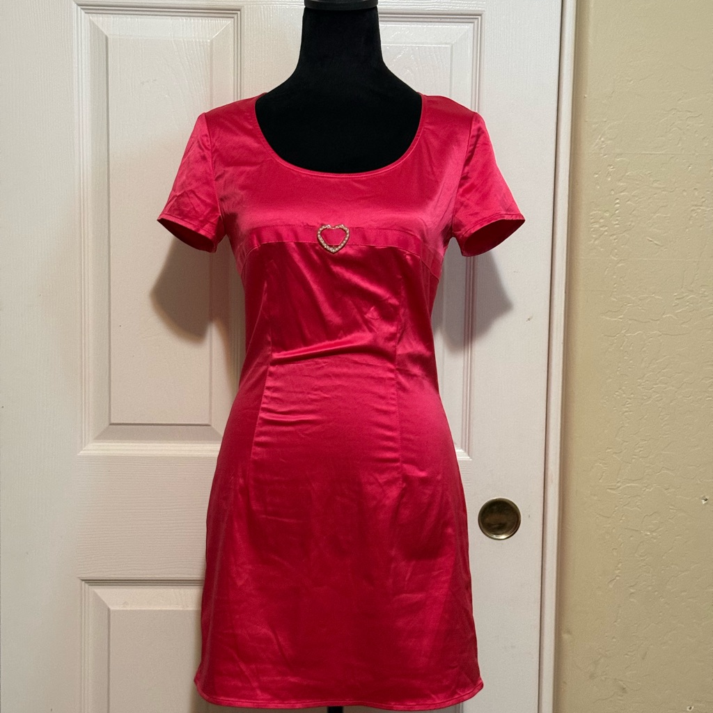 Dolls Kill Sugar Thrillz Satin Dress With Heart Detail